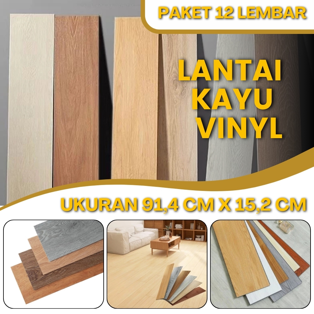 Vynil Lantai Parket Kayu Tanpa Lem Vinil Alas Lantai Tempel Lepas Pasang Motif Kayu Indoor Tahan Air