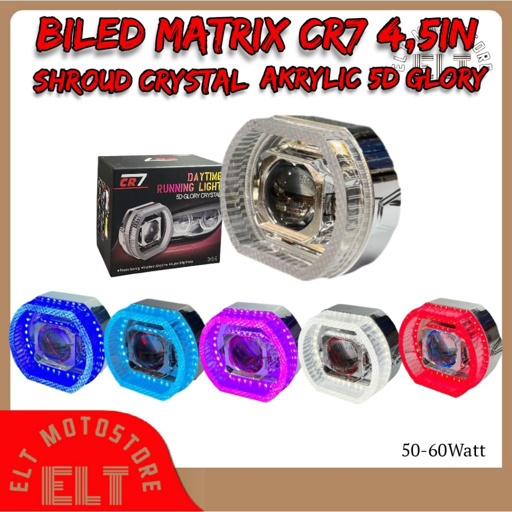 Projie projector Biled Crystal X1 Shroud akrilik Premium plus kipas pendingin Biled CR7 4,5 inch Uni