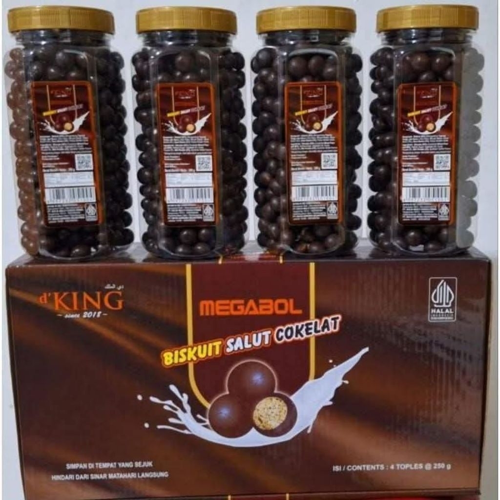 BONIBOL COKLAT / MEGABOL COKLAT ISI BISKUIT 1 DUS 4 TOPLES D'KING