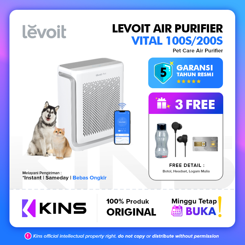 Levoit Vital 100S - Purifier Udara HEPA H13 untuk Ruangan 52 m², Putih
