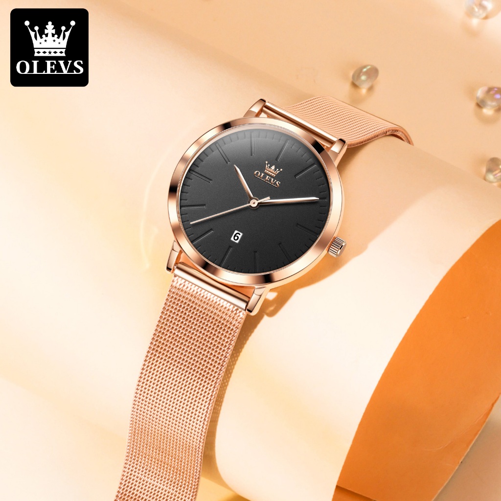 OLEVS Jam Tangan Cewek Kalender Jam Tangan Perempuan Kecil Elegan Analog Anti Air Original Kuarsa CO