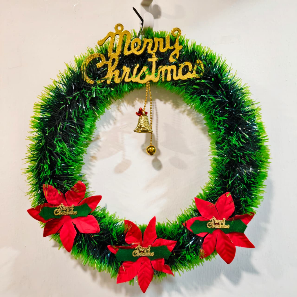 (38Cm)Krans Simplycity Beauty lingkaran Wreath Natal Merry Christmas
