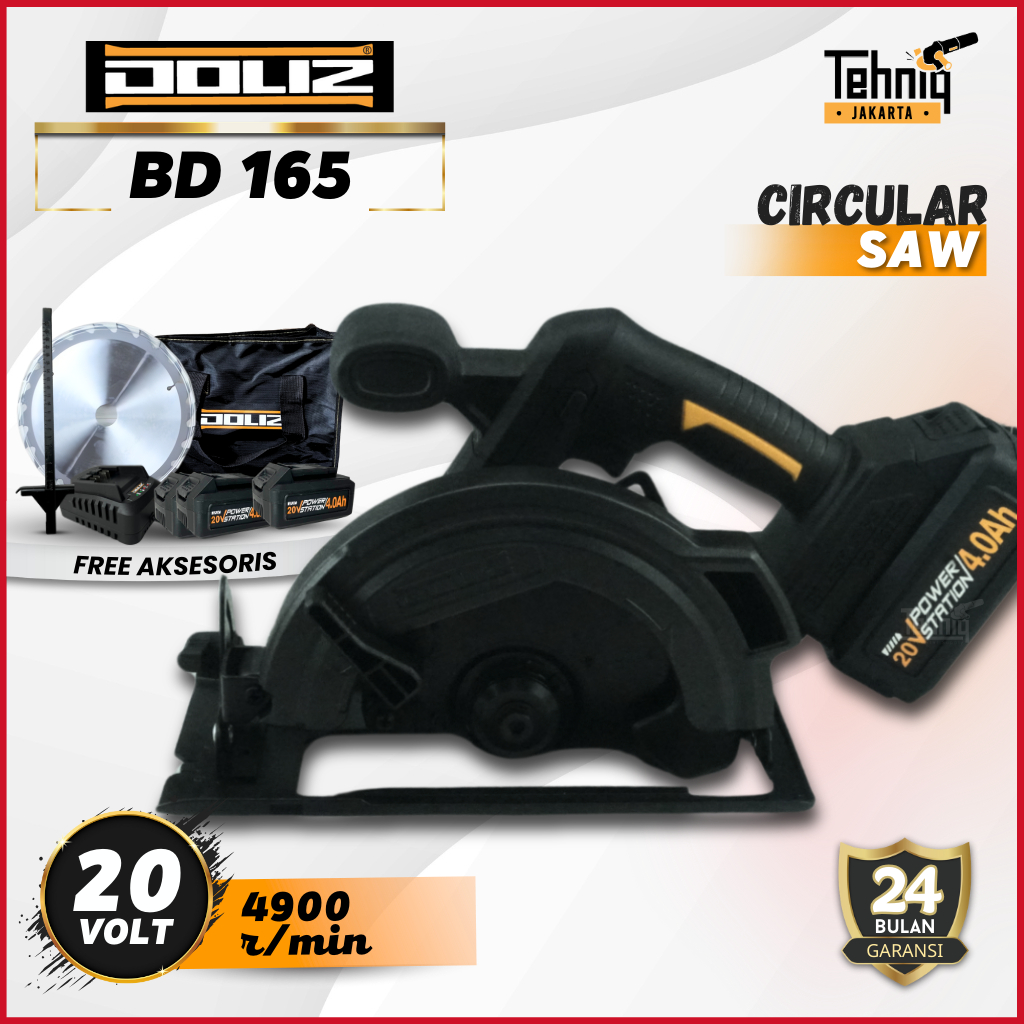 MESIN CIRCULAR SAW BATERAI CORDLESS BRUSHLESS DOLIZ BD165 / DOLIZ BD 165 CORDLESS BRUSHLESS CIRCULAR