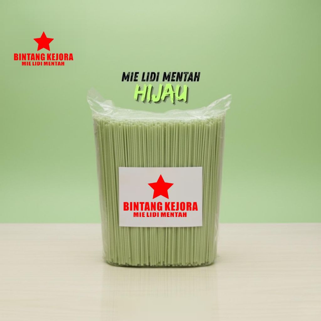 Mie lidi mentah /olahan warna hijau 1kg