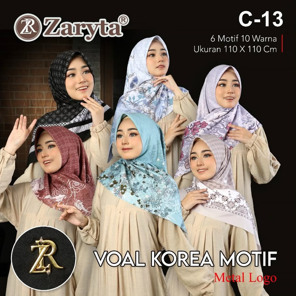 Hijab Segi Empat Voal Motif ZARYTA Seragaman / Hijab Voal Motif Premium Zaryta