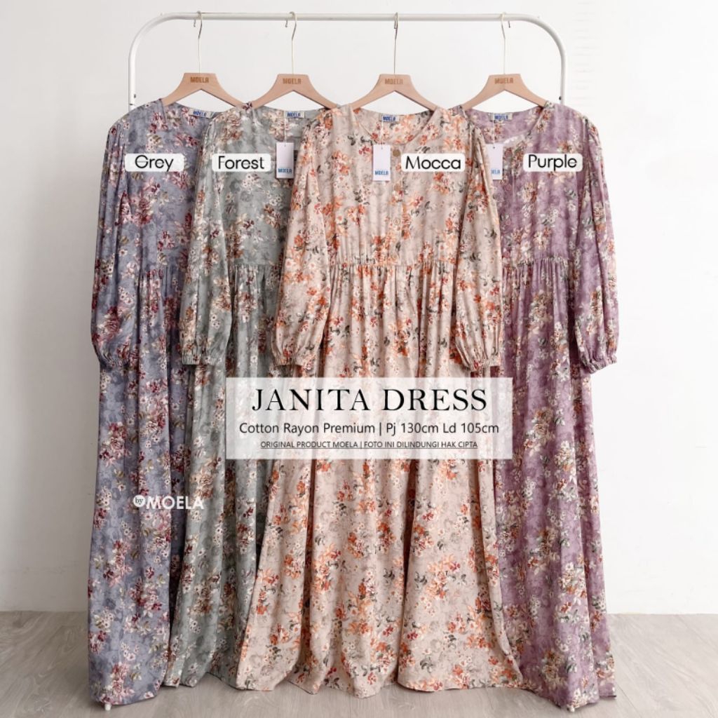 Moela Berlabel Janita Dress Gamis Jumbo Allsize Busui Premium Catton Rayon Original