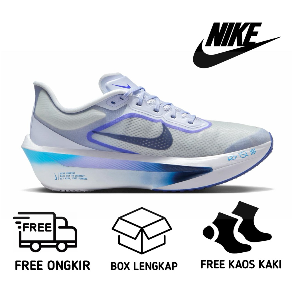 Sepatu Running Nike Zoom Fly 6 Men’s Road Racing Shoes Ghost/Football Grey/Blue Lightning/Blue Void 