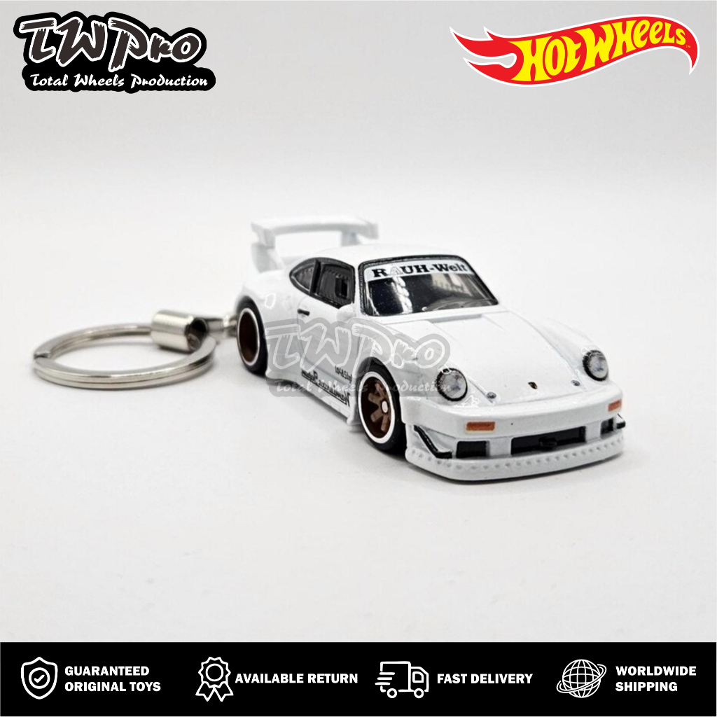 GANTUNGAN KUNCI HOT WHEELS PREMIUM RWB PORSCHE 930 - WHITE - SHRIMP HOOK - CANTOLAN UDANG - KEYRING 