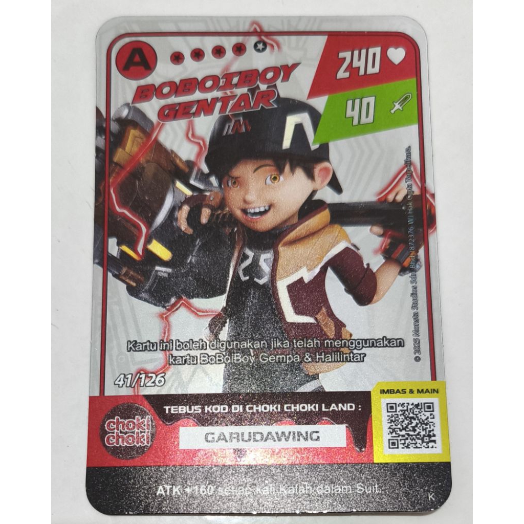Boboiboy Gentar Galaxy Card