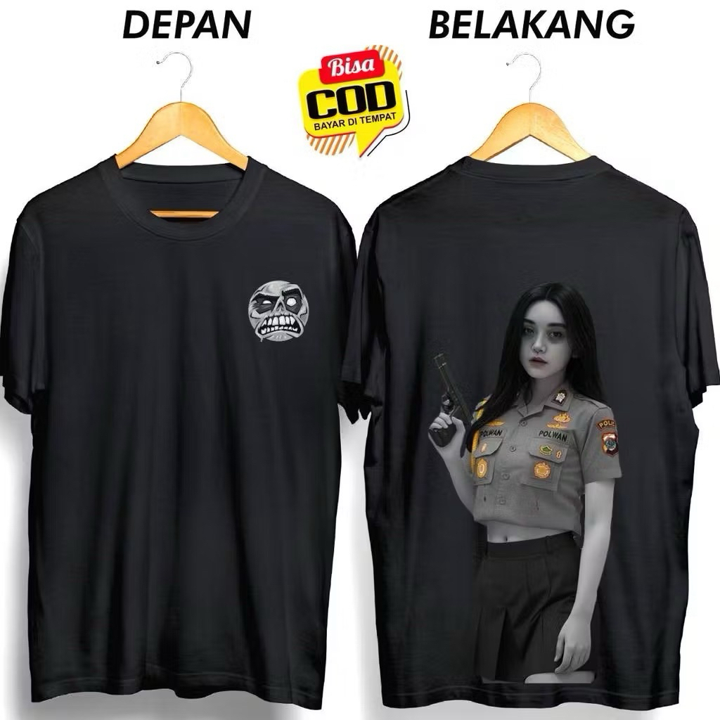 KAOS ATASAN DISTRO PRIA HANTU CEWE POLISI SEKSI