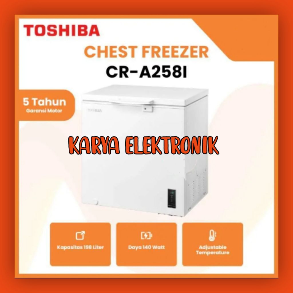 CHEST FREEZER TOSHIBA FIBER 200 LITER CR-A258I GARANSI 5 TAHUN