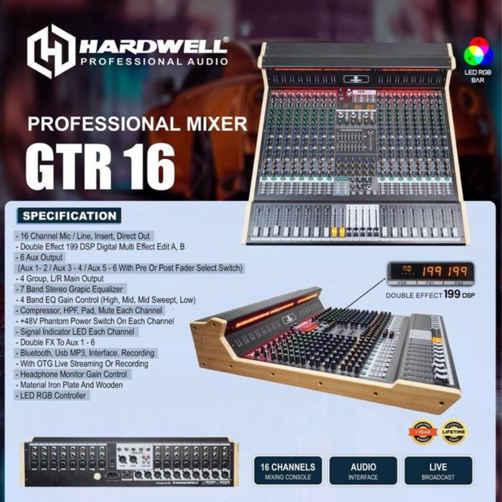 Mixer Audio Hardwell 16 Channel GTR 16 Mixer Hardwell GTR 16