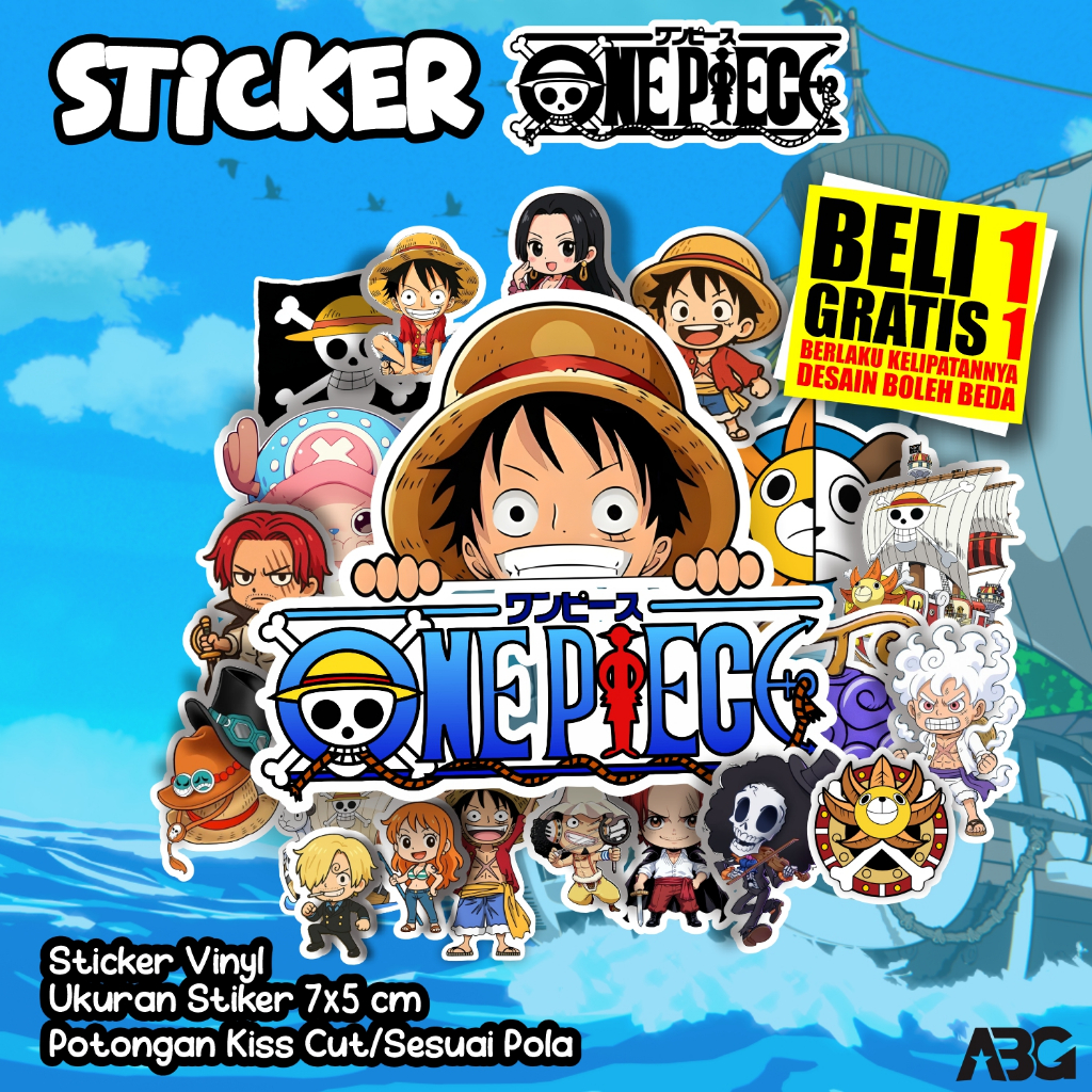 ABG - Sticker ONE PIECE Pack | Stiker Anti Air Anti Luntur | Sticker Aesthetic Laptop Sticker Helm