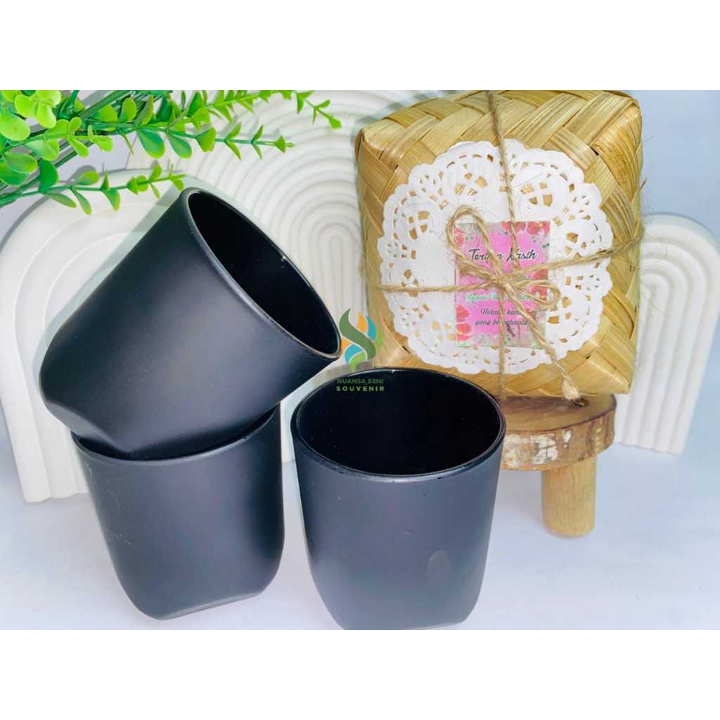 Souvenir Gelas PSP Kaca Doff Cangkir Kopi Tumbler Minum Teh Mug Beling Polos