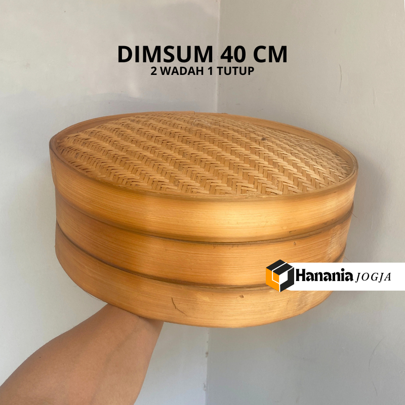 GROSIR Klakat Bambu Dimsum 40 CM (2 Wadah 1 Tutup) Wadah Dimsum Kukusan Dimsum Bambu