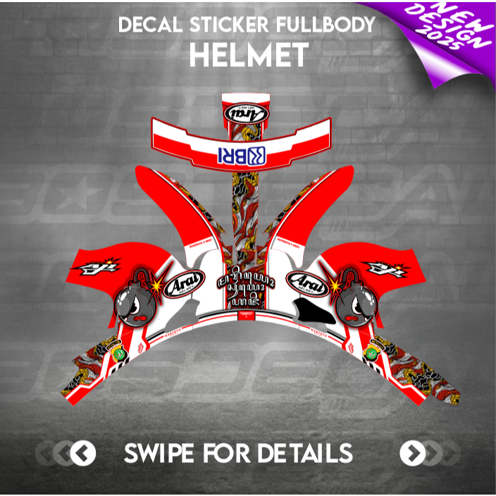 Decal helm Sticker Arai rx7x bosdecal 2025