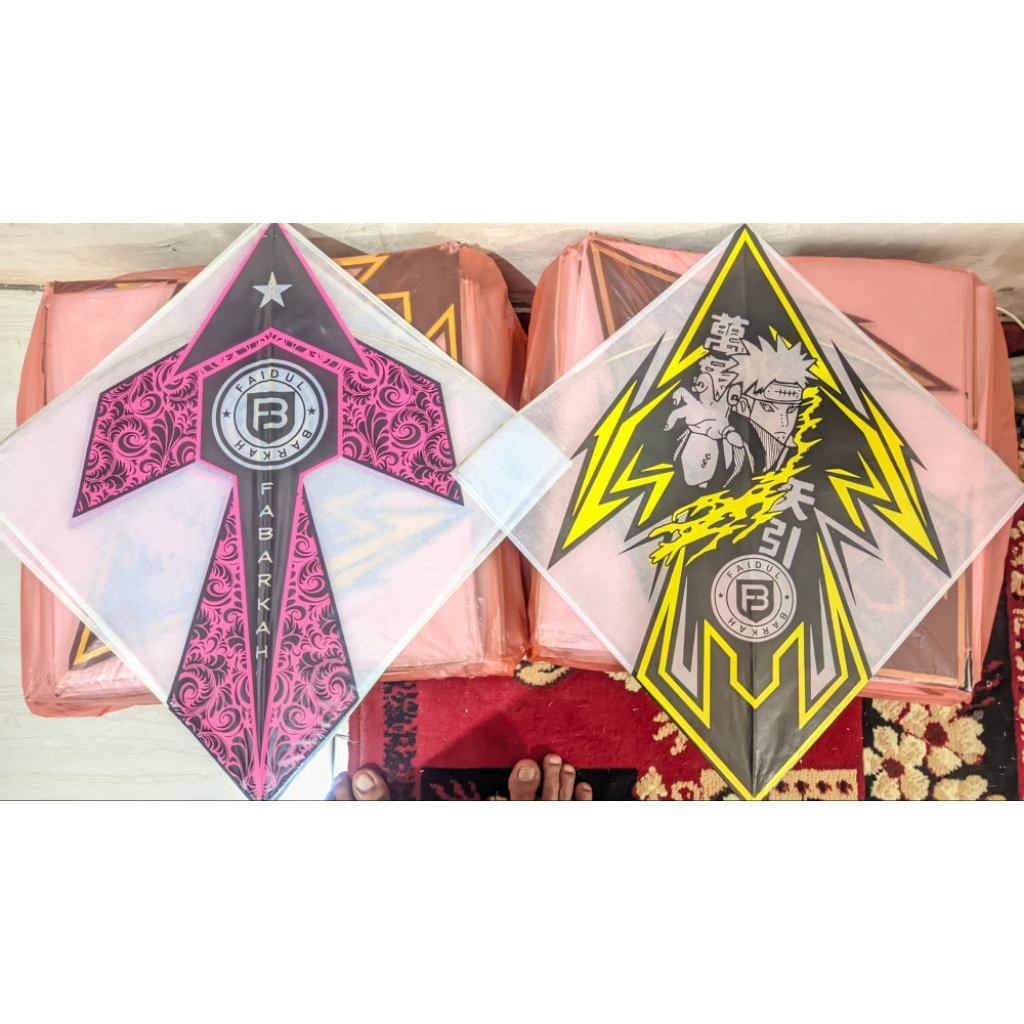 Layangan Sukhoi Super 2 Warna Stabilo Lilitan 1