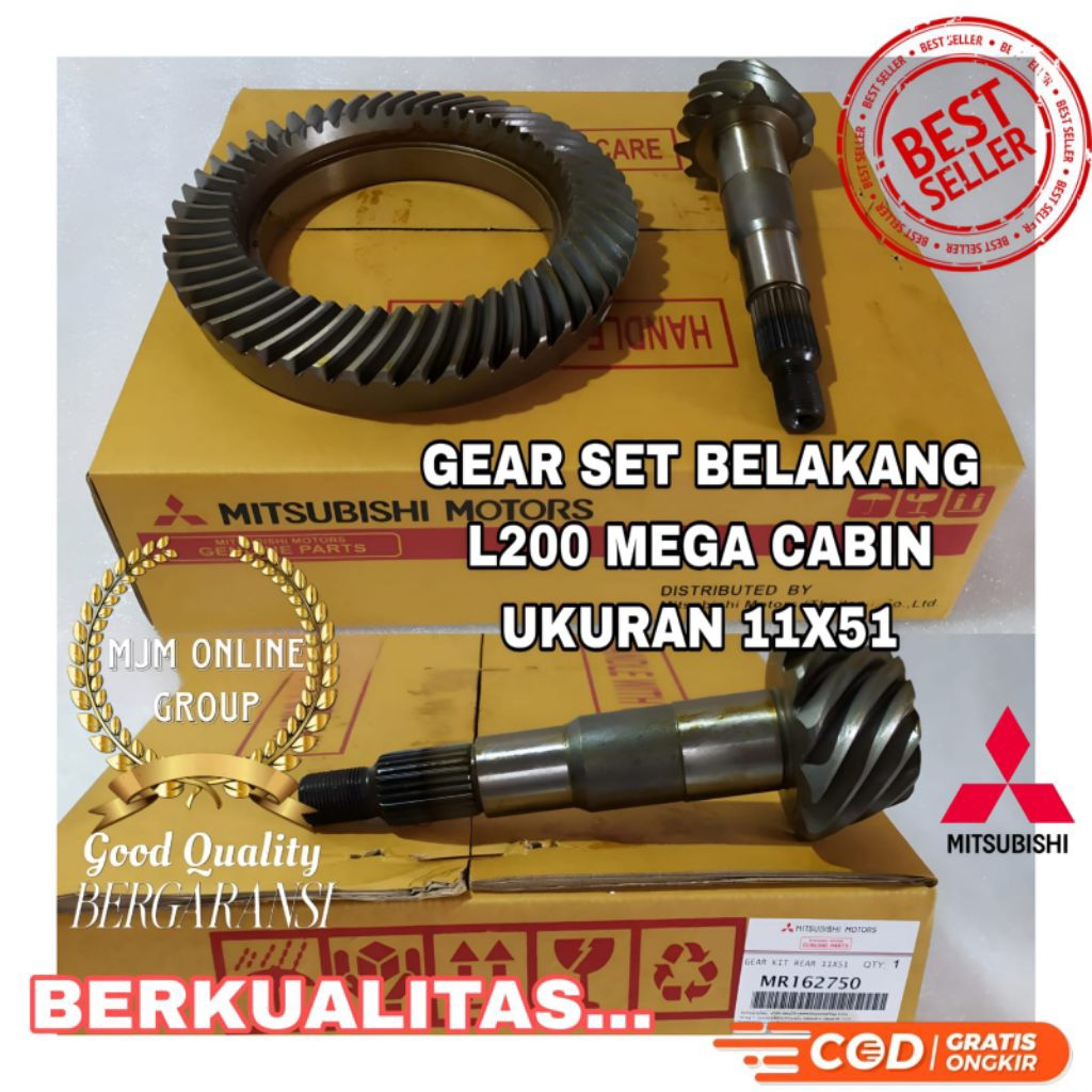 GEAR SET L200 MEGA CABIN - GIGI GARDAN BELAKANG MITSUBISHI L200 MEGA CABIN RASIO 11X51 (12LOBANG) BE