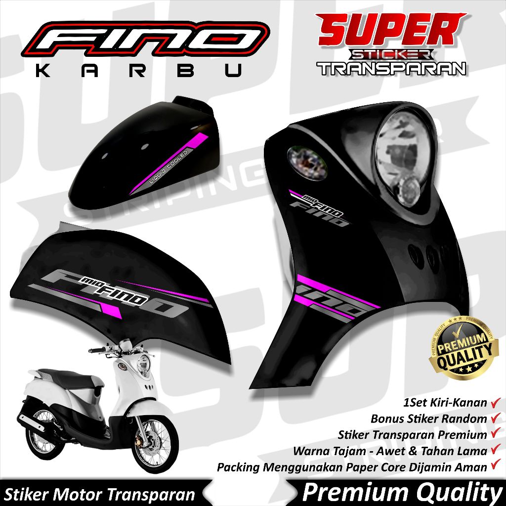 Stiker Fino Karbu Anti Luntur keren Striping Transparan Bening Fino Striping Transparan Yamaha Fino 
