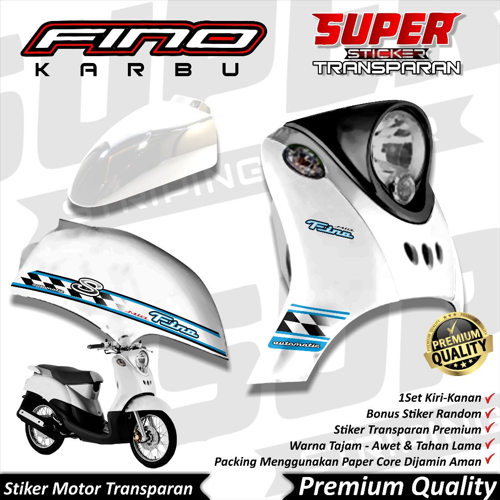 Stiker Fino Karbu Anti Luntur keren Striping Transparan Bening Fino Striping Transparan Yamaha Fino 