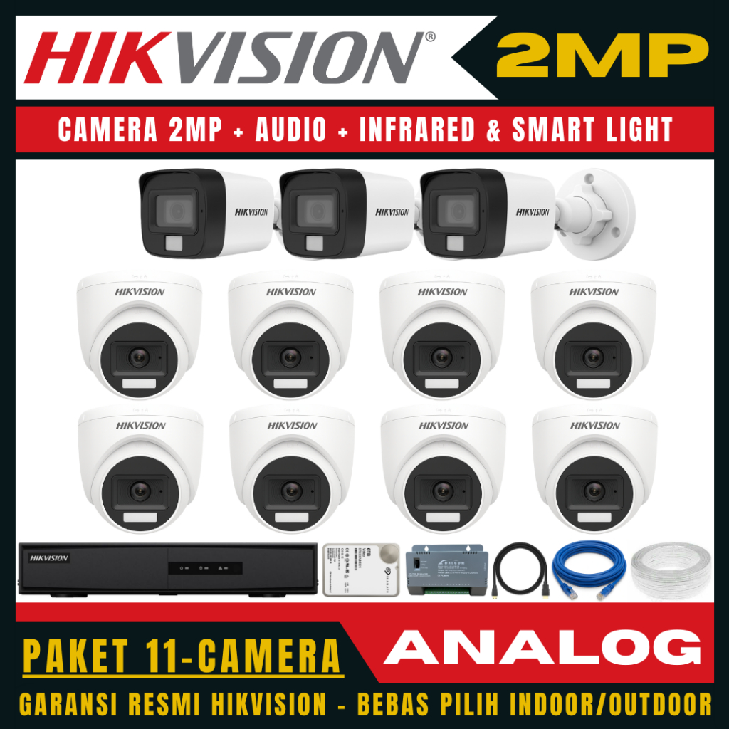 Paket cctv hikvision 2mp audio 16 channel 11 kamera paket cctv lengkap