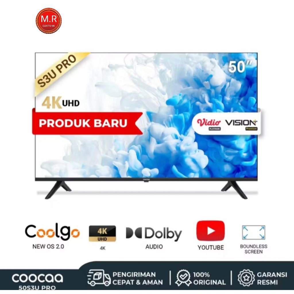 SMART TV 50 INC COOCAA 50S3U PRO UHD 4K NEW GARANSI RESMI 3 TAHUN