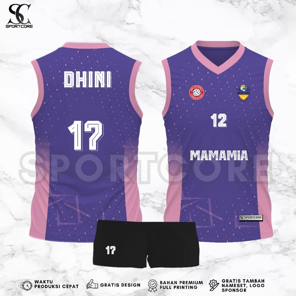 Jersey Voli Cewek Fullprinting Custom Nama Nomer