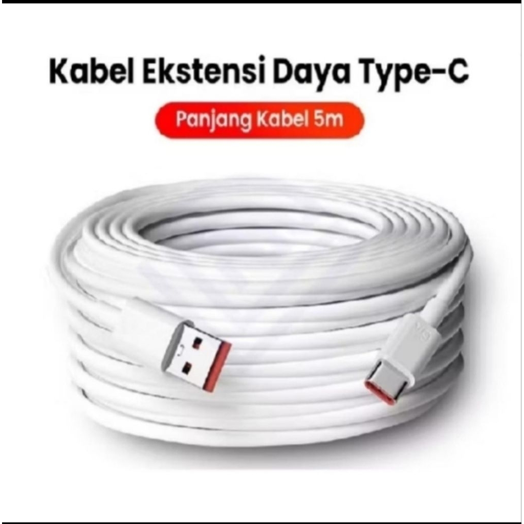 Kabel 5 meter,Kabel charger kamera cctv /CCTV panjang 5 meter kabel TYPE C
