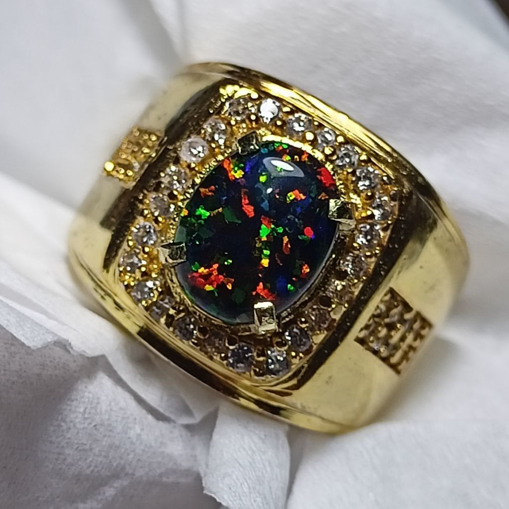 BAYAR COD BATU KALIMAYA BLACK OPAL ORIGINAL AUSRALIA MEWAH