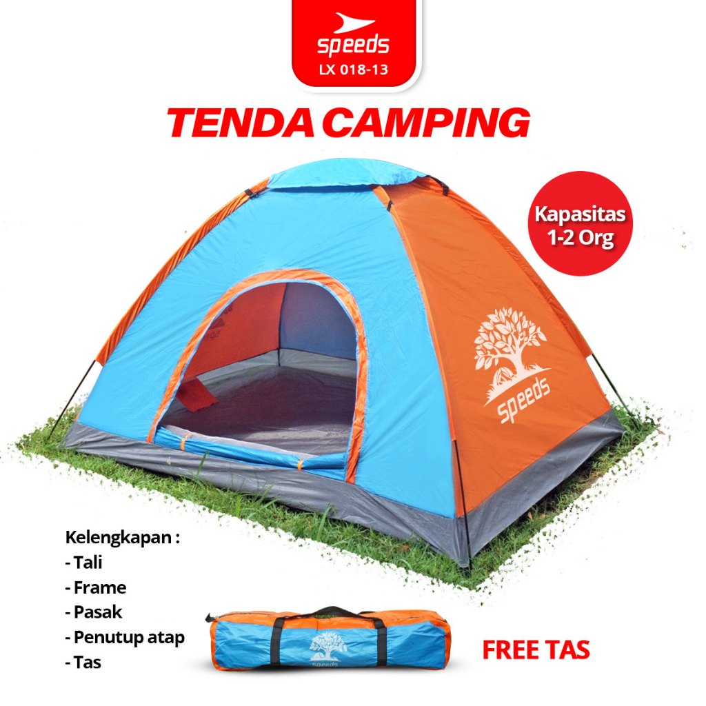 SPEEDS Tenda Camping Gunung Mendaki Army Dome 2-3 Orang Dengan Alas Tenda Anti Air 018-13