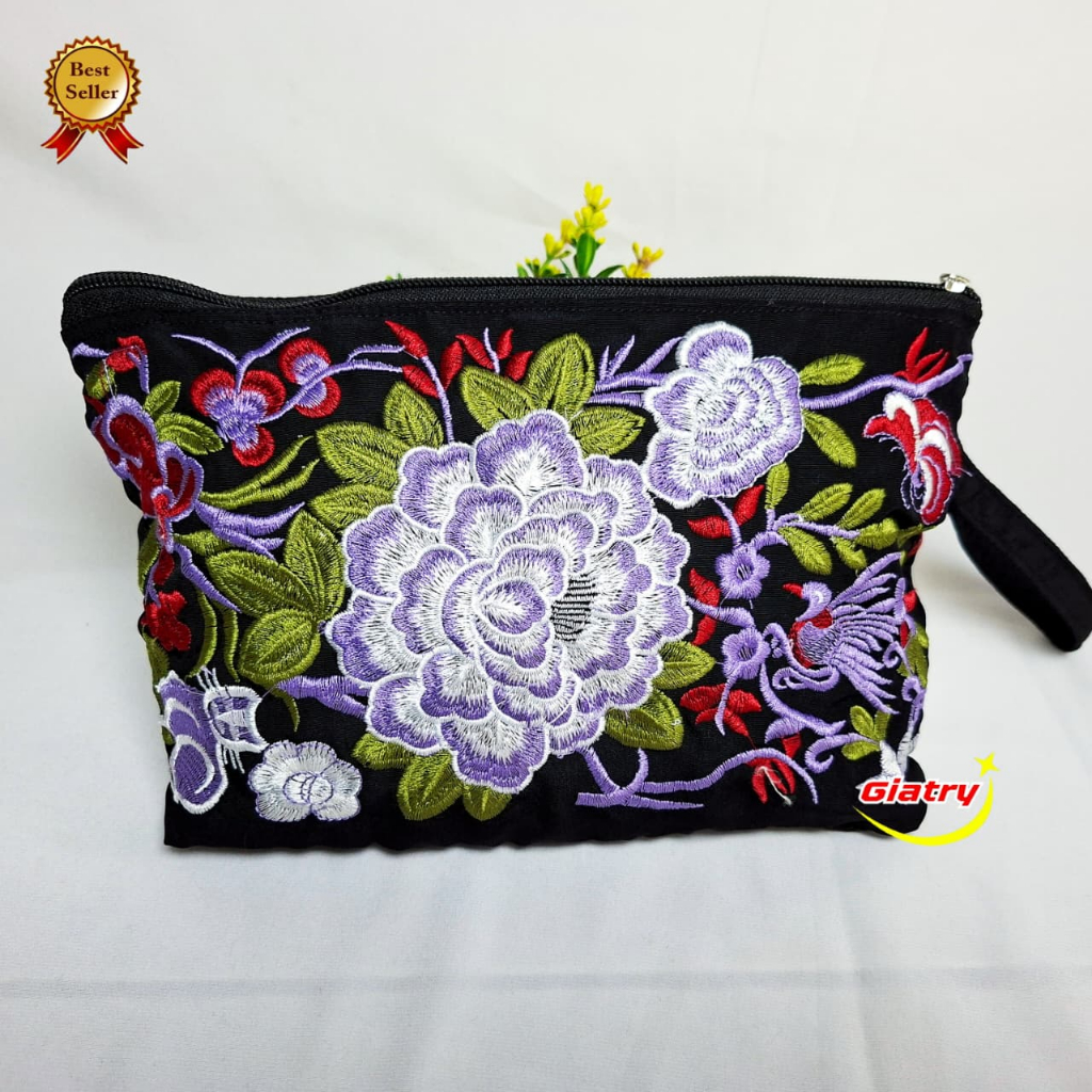 dompet bordir etnik / clutch bordir / dompet wanita tipis / dompet panjang / dompet hp / tas thailan