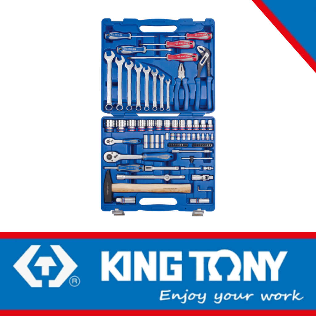 77 PC. 1/4"+1/2" DR. Socket & Tool Set KING TONY 7577MR