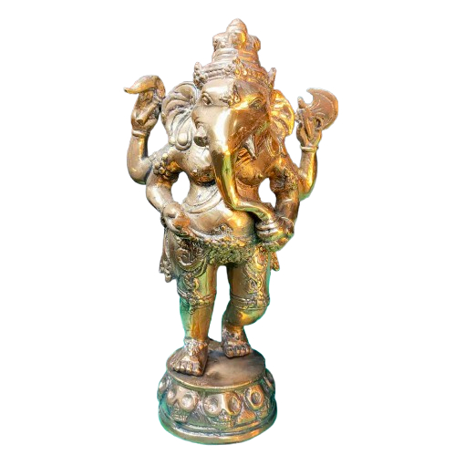 Patung Dewa Ganesa Ganesha  Warna Emas Bahan Perunggu