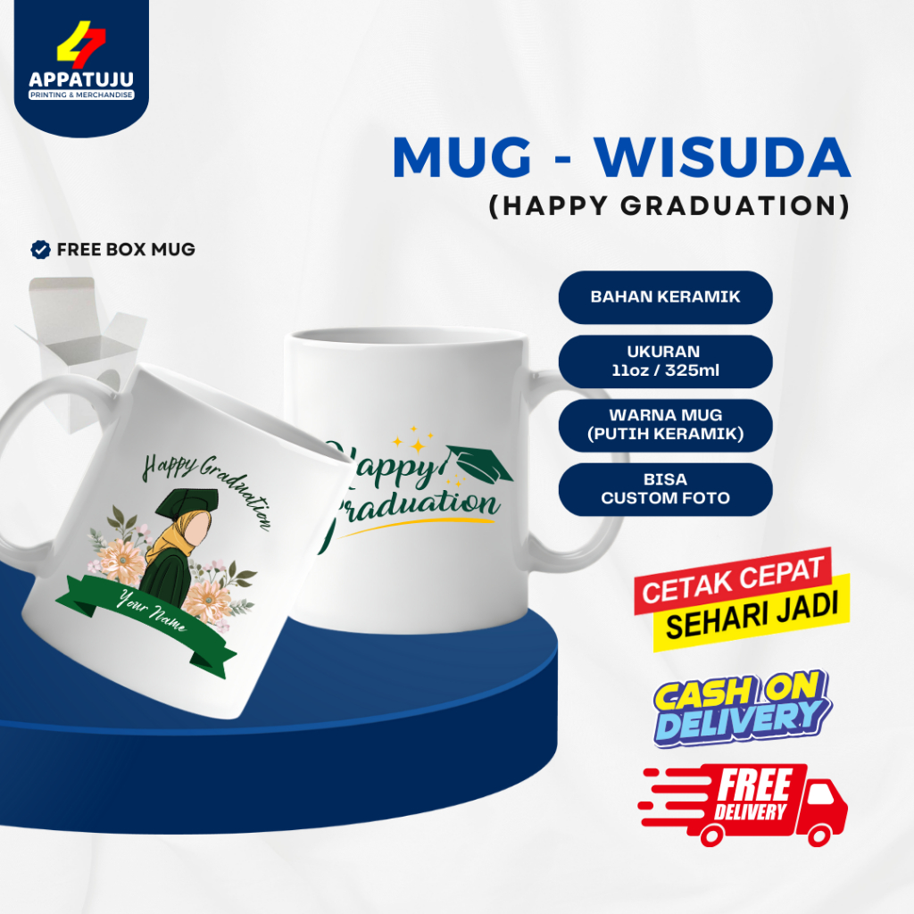 MUG CUSTOM HADIAH GRADUATION | HADIAH WISUDA CUSTOM | GELAS CUSTOM