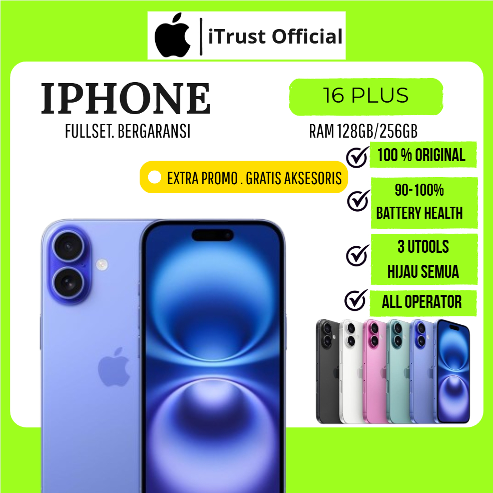 IP 16 PLUS 128GB 256GB SECOND FULLSET ORIGINAL MULUS NORMAL NO MINUS BERGARANSI