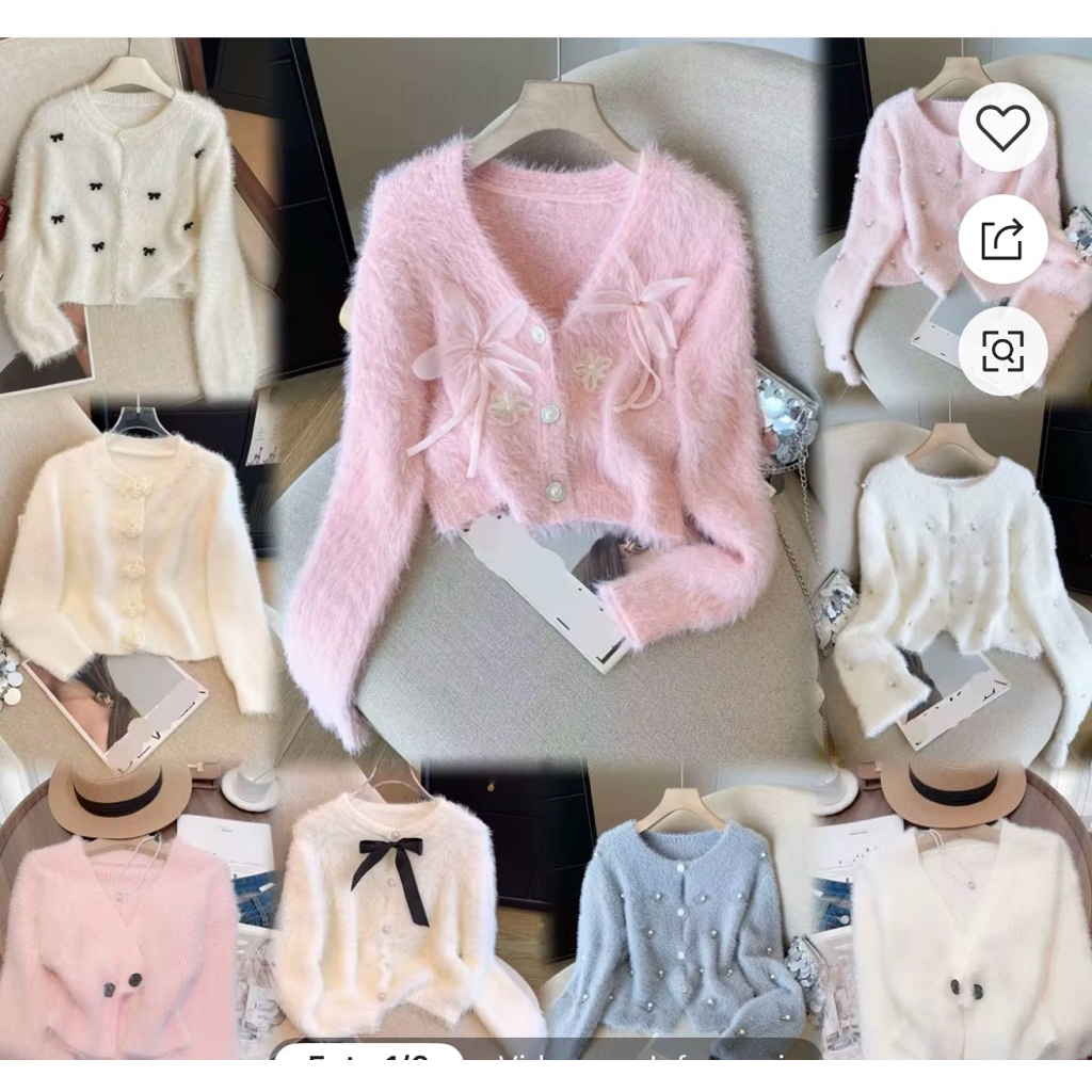 Cardigan import style cewe korea bahan bulu-bulu halus tidak gatal, tidak panas nyaman dipakai dan b