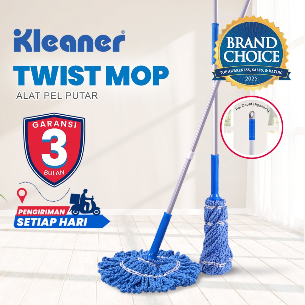 Kleaner Alat Pel Putar 1 Pcs Bahan Microfiber Twist Mop Pembersih Lantai K19025