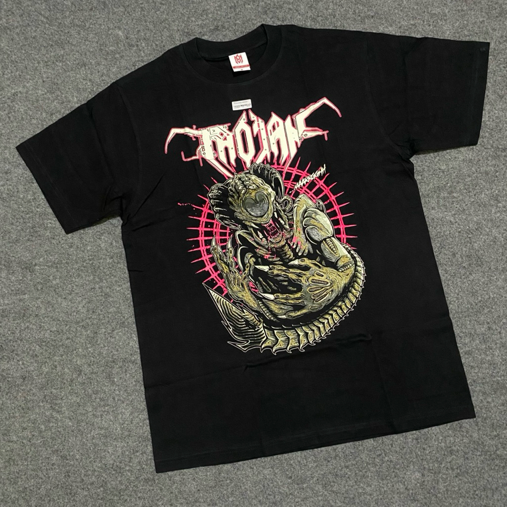 Trojan Bali Death Metal Original Kaos Band Katun Hitam