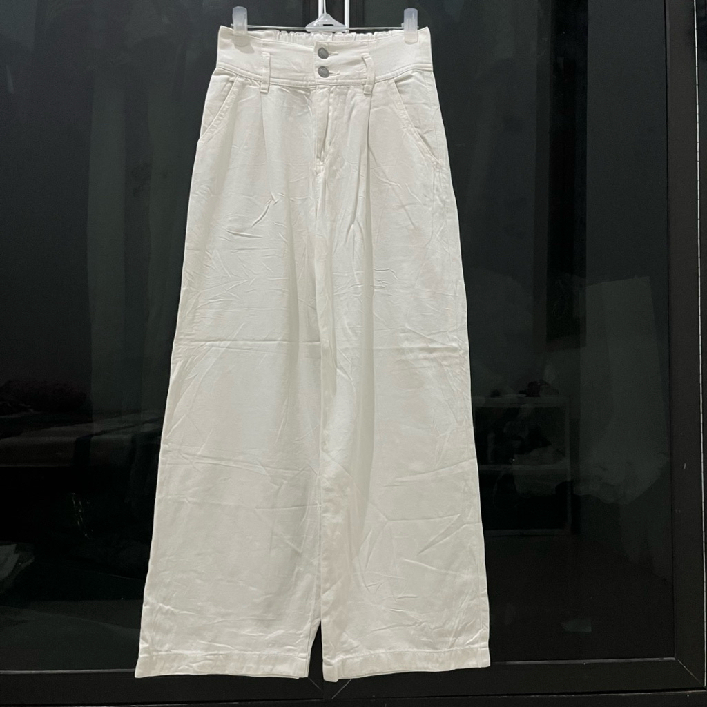 GU Soft Jeans Kulot Wide Leg Broken White