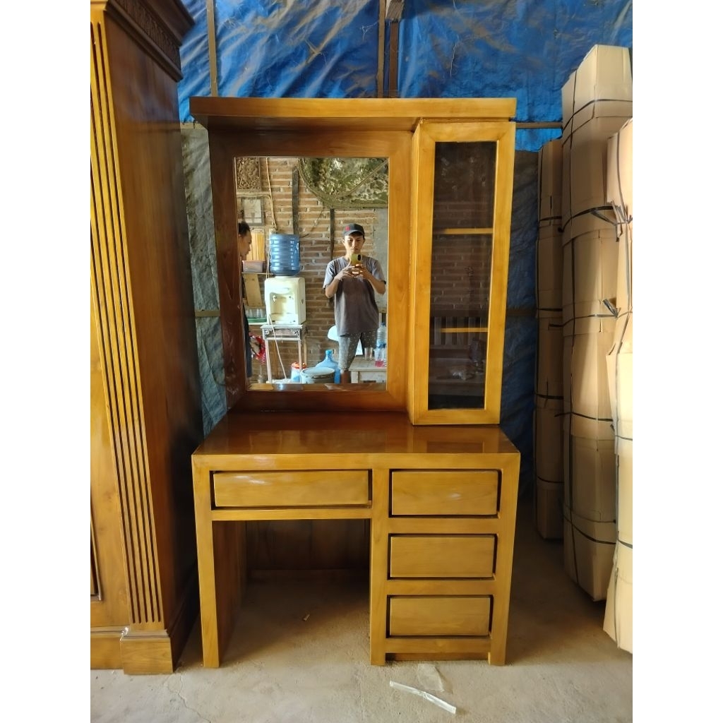 Meja Rias Minimalis Jati / Meja Rias Lemari Makeup / Meja Rias Aesthetic