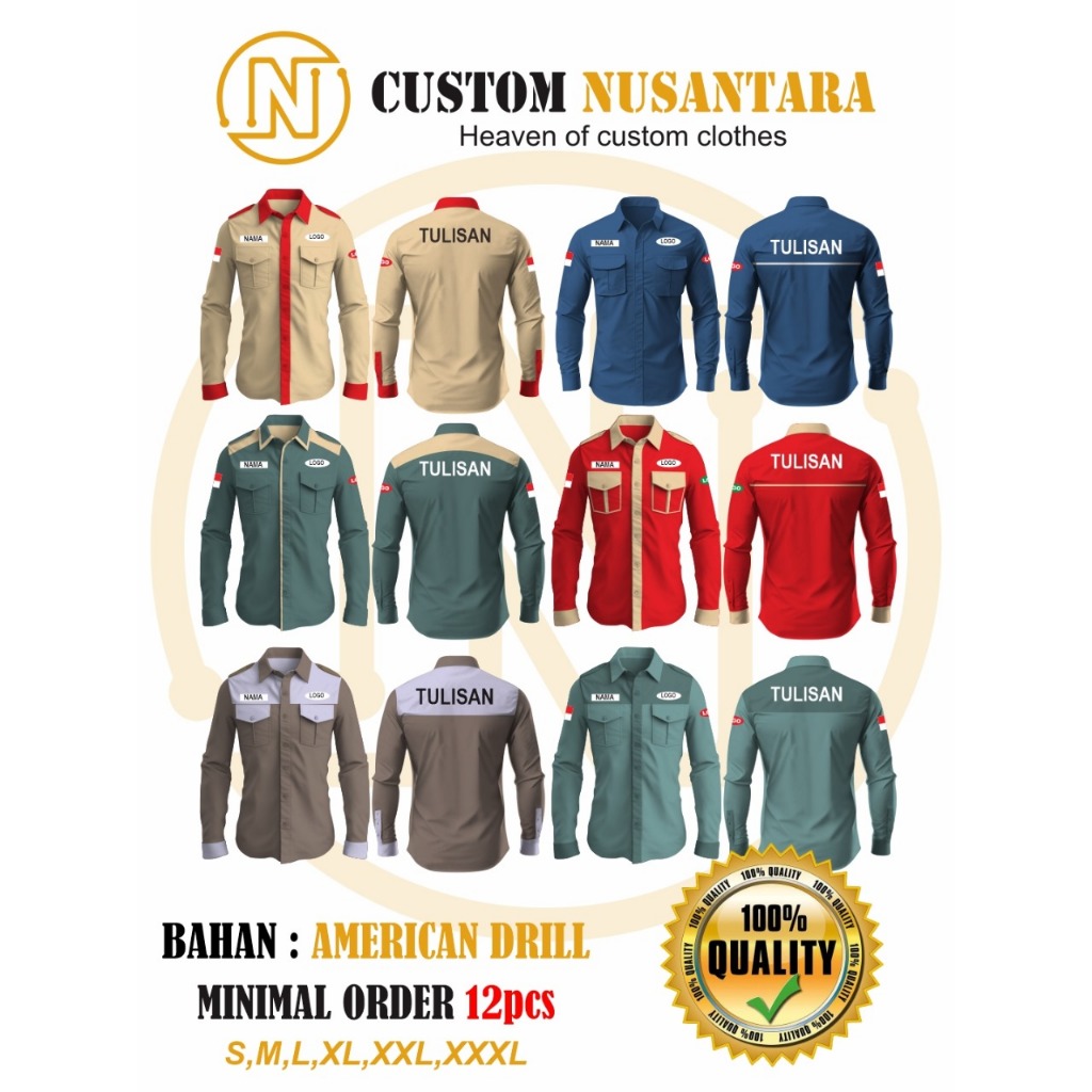 kemeja custom bordir kemeja custom kombinasi kemeja tactical M TAC kemeja pdl / pdh bahan premium