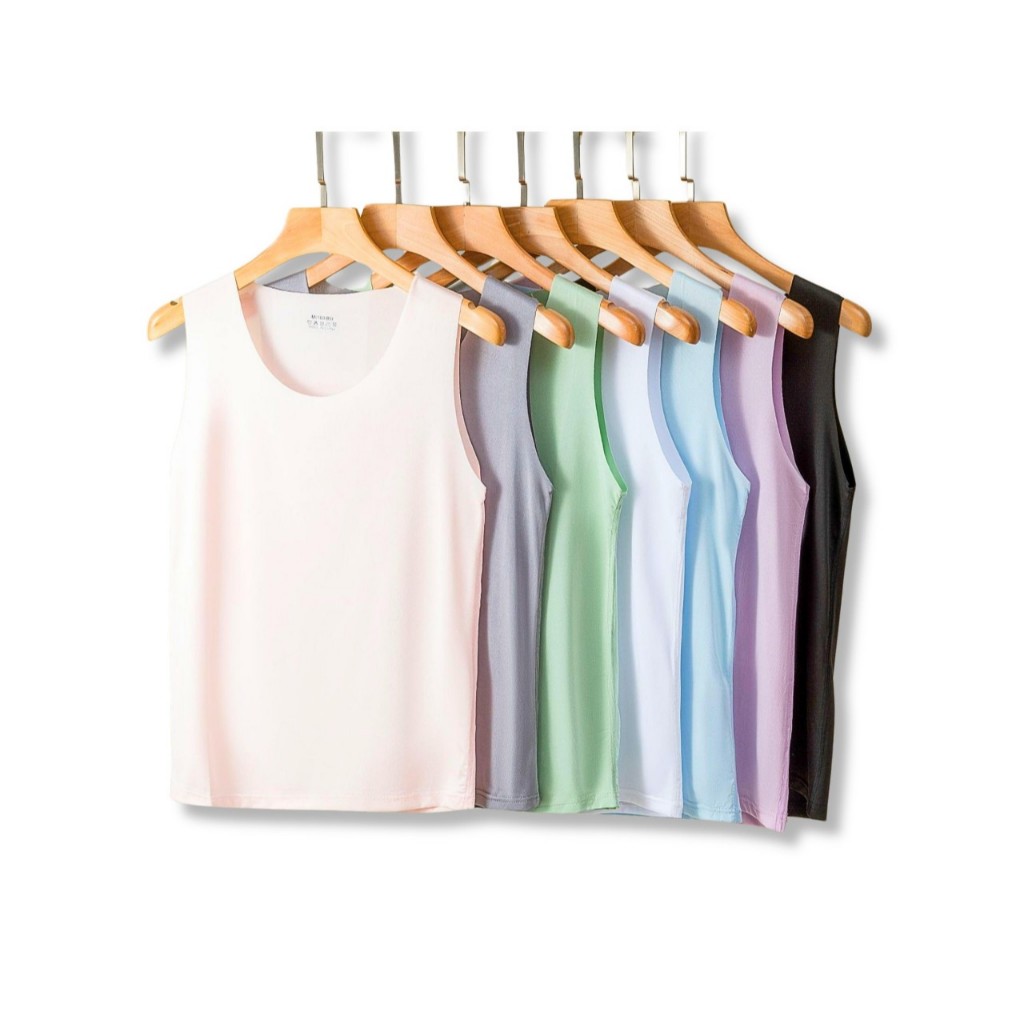 (EOSKW01) Kaos Dalam Tank Top Wanita Ice Silk Cool Melar Panjang Atasan