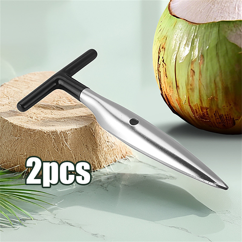 2pcs Stainless Steel Alat Pembuka Kelapa Alat Pembuka Kelapa Muda Alat Pembuat Lubang Buah Kelapa
