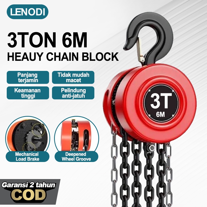 Alat Perbaikan Rantai Derek Manual/Block Hoist Katrol Alat Angkut Barang 1 ton 2 tons 3meter 6meter