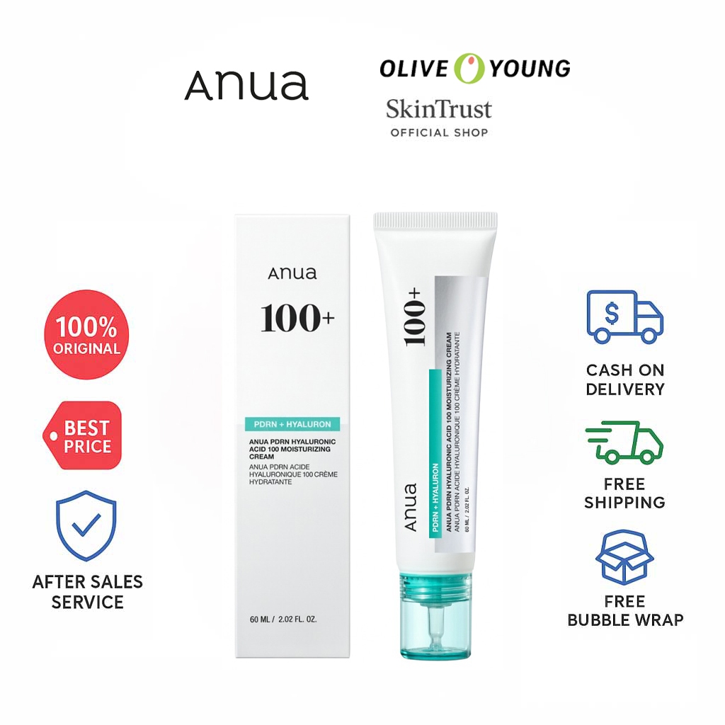 ANUA PDRN Hyaluronic Acid 100 Moisture Cream 60ml | Krim Wajah Korea Original | Deep Hydrating & Moi