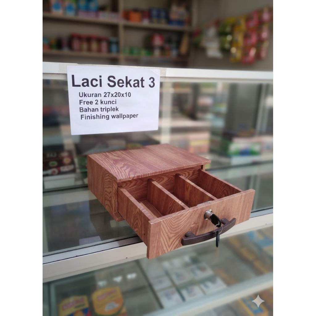 Laci uang laci warung serbaguna 3 skat simple minimalis packing aman
