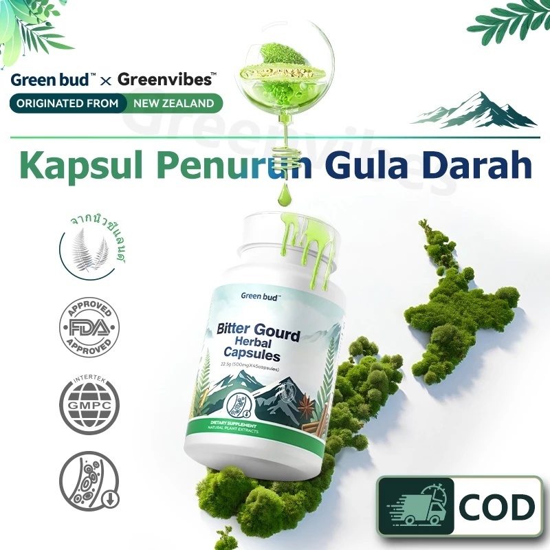 [12.12 Spesial] ASLI Suplemen Kapsul Penurun Gula Darah Alami -Green Bud Bitter Gourd/ Pengontrol Di