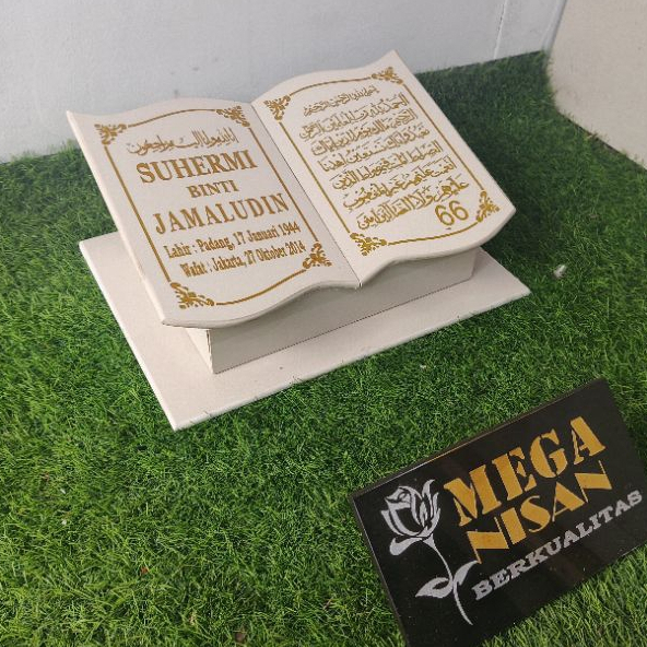 BATU NISAN(30X40) TERMURAH GRANIT TILLE  BUKU TANPA KAKI DUDUKAN/PAPAN NAMA KUBURAN+PACKING KAYU