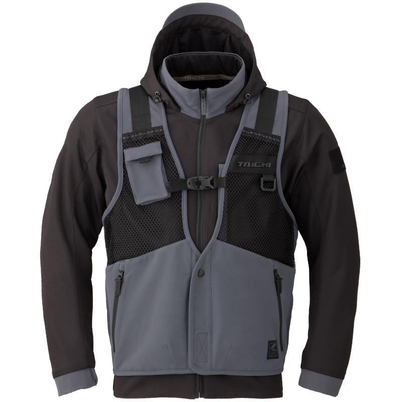 RS Taichi Jaket Motor RSJ347 Overlap Mesh Parka - Black/Gunmetal