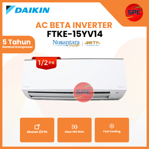 AC DAIKIN 1/2 PK BETA INVERTER FTKE-15YV14/FTKE15YV14 (GARANSI RESMI MEDAN)